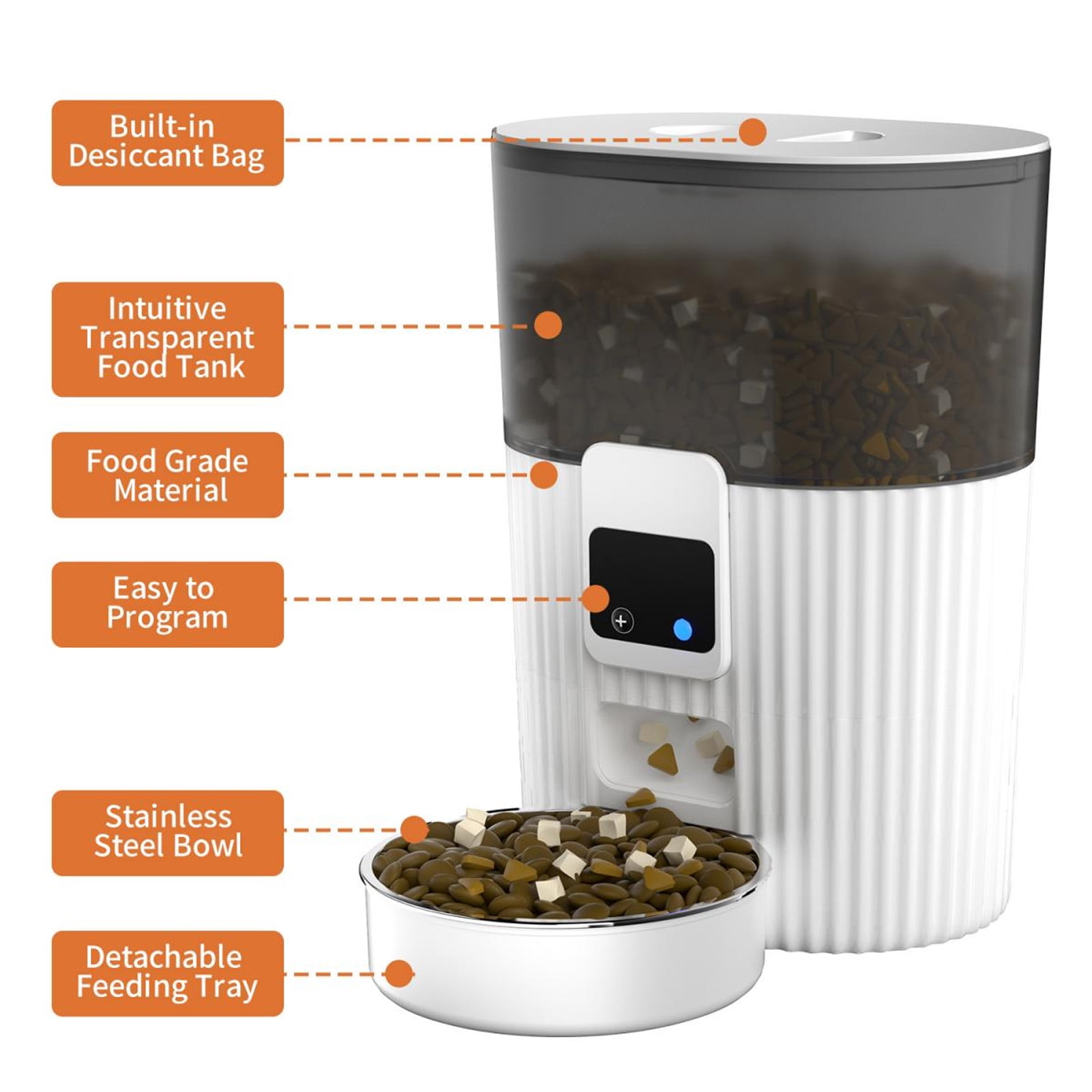 Yajisi 2.4GHz WiFi Smart Automatic Pet Feeder & Food Dispenser for Cats and Dogs, App Control, Up to 10 Meals Per Day, Stainless Steel Bowl, 11.4 inches / 29 cm