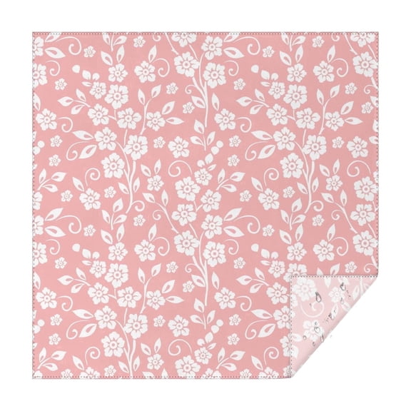 Floral 42" Square Waterproof Tablecloth, Floral Print Polyester Table Cover