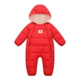 thumbnail image 1 of BULLPIANO 0-12 Months Baby Boys Girls Winter Snowsuit Toddler Warm Fleece Lining Hooded Romper Infant Zipper Winter Coat Jumpsuit, 1 of 4