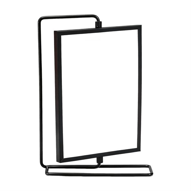 GZQJFMY 8 Inch Double Sided Rotating Black Metal Picture Frame with Acrylic Floating Photo Display for Home Decoration and Vertical Postcard Stand