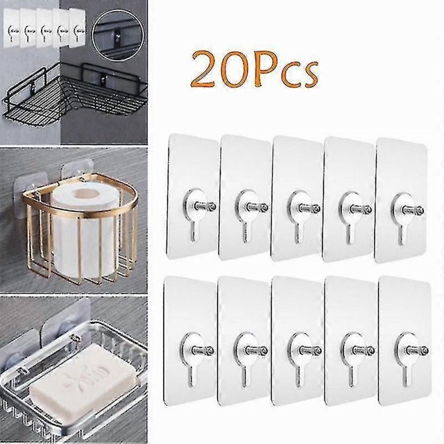 20 Pcs High Quality Punch-free Screws Strong Self-adhesive Suction Cup Sucker Wall Hooks Hanger For Kitchen Bathroom Tools