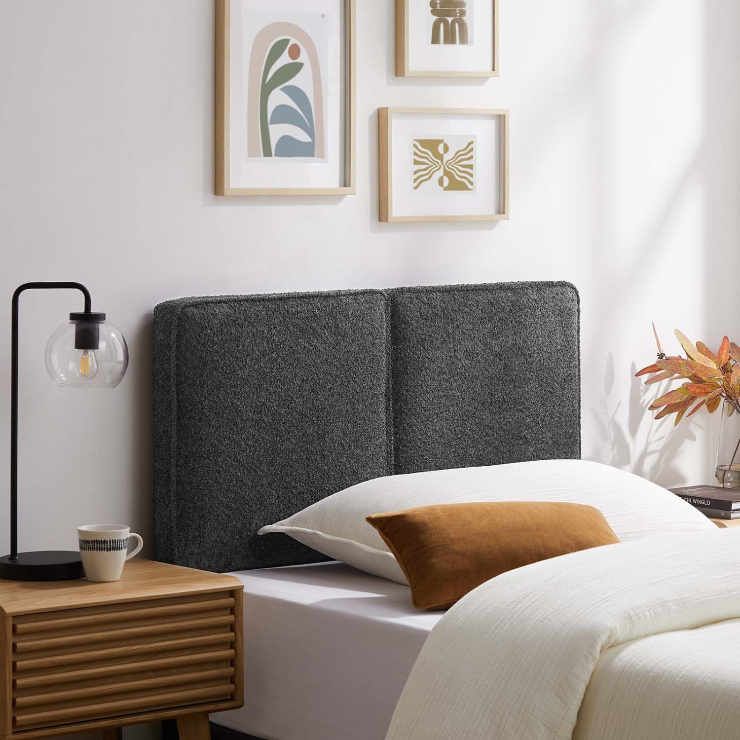 Headboard, Twin Size, Grey Gray, Fabric, French Bedroom, Modern Contemporary HB36838