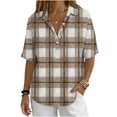 thumbnail image 2 of Zulora Women's Short Sleeve Plaid Shirt Casual Flannel Button Down Tops, 2 of 7
