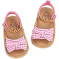 thumbnail image 4 of Infant Baby Girls Boys Sandals Summer Bowknot Crib Shoes Toddler Pu Leather Flower Soft Rubber Sole Dress Flats First Walker Shoes, 4 of 7