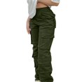 thumbnail image 6 of AILIYIL Women'S Solid Color Low Rise Multi Pocket Cargo Casual Trousers (Army Green,XL), 6 of 7