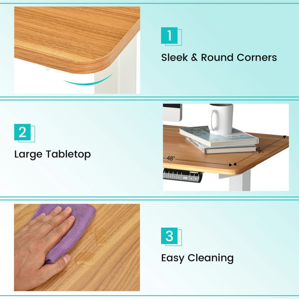 Demi Bonn Electric Height Adjustable Standing Desk with Memory Controller, Small Home Computer Desk Study Writing Table, Beige