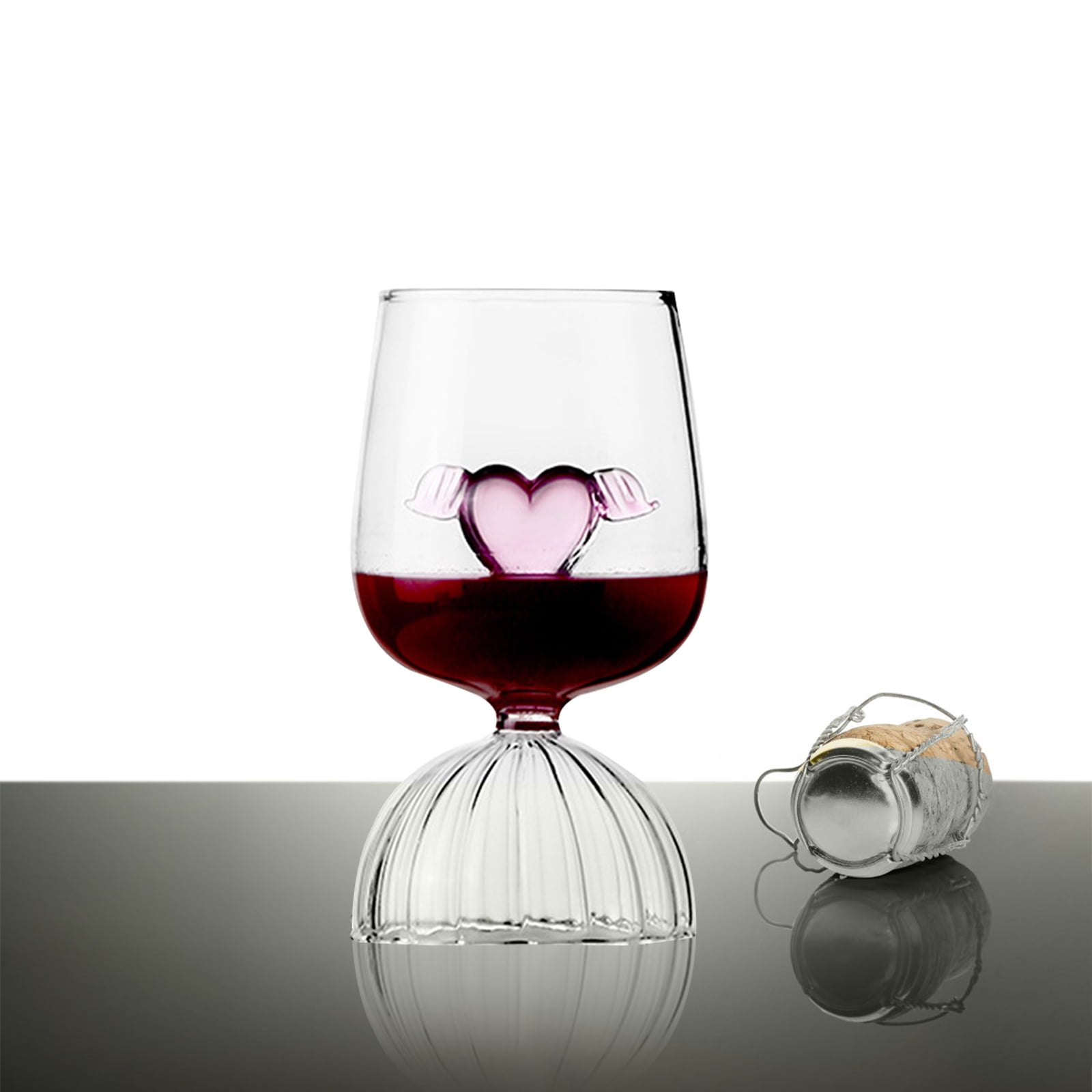 2 Pcs Cocktail Glasses Unique Wine Glasses Heart-shaped Romantic Juice  Glasses Glassware with Straws