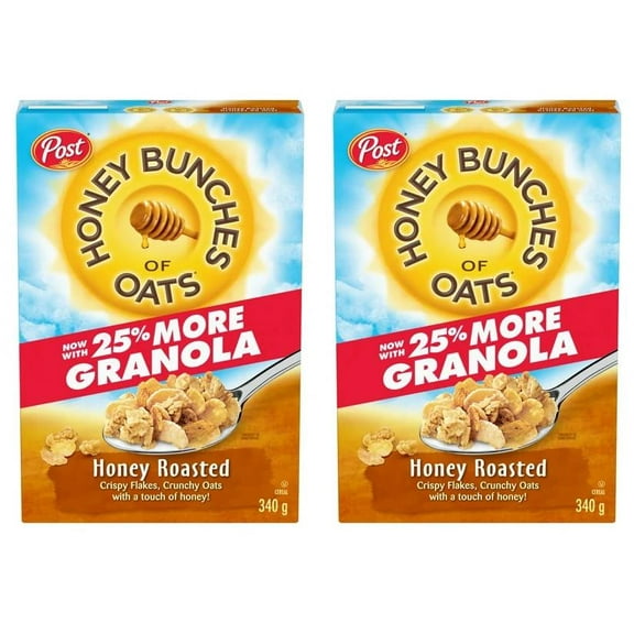 Post Honey Bunches of Oats Honey Roasted Cereal, 340g (2 Pack)
