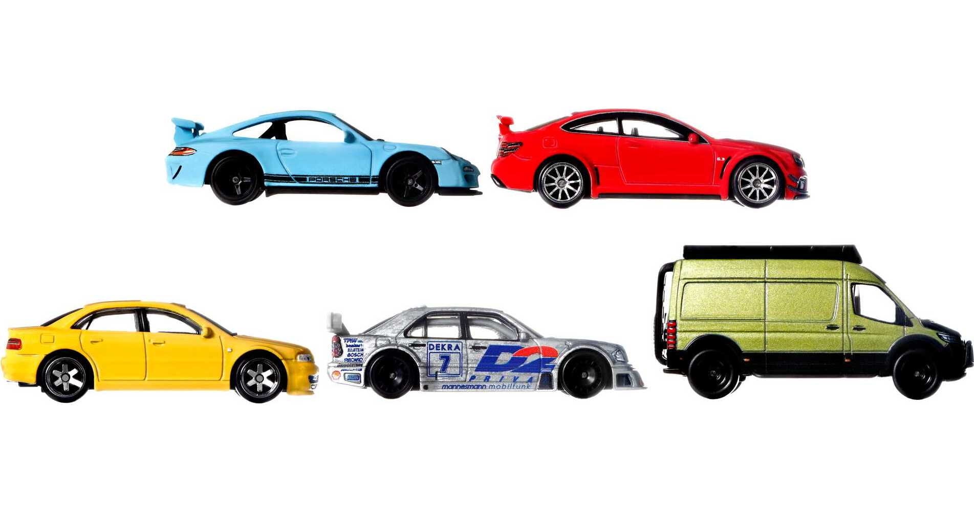 Hot Wheels Premium Car Culture Deutschland Design Pack of 1:64 Scale Toy Cars, Collectible Set