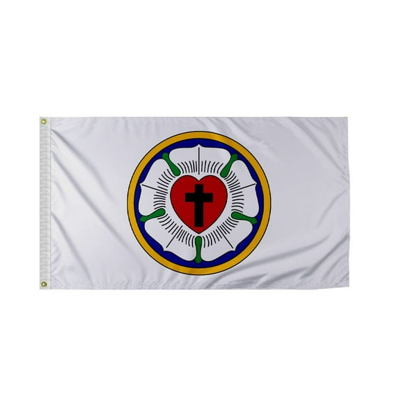 AGAS Lutheran Rose Boat Flag 12x18 Inch- 200D Nylon w/ Canvas Header & Anti Rust Brass Grommets