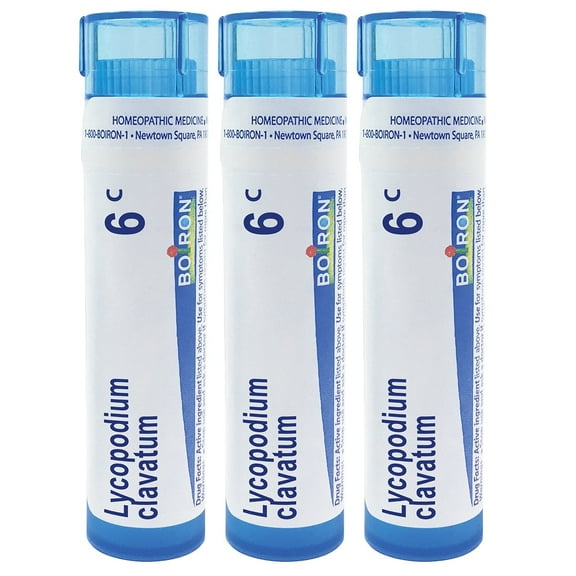 Boiron Lycopodium Clavatum 6C, Homeopathic Medicine for Bloated Abdomen Improved By Passing Gas, 3 Count (3 x 80 Pellets)
