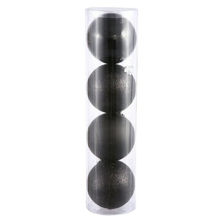 Vickerman 4.75" Black 4-Finish Ball Ornament Assortment, Set of 4