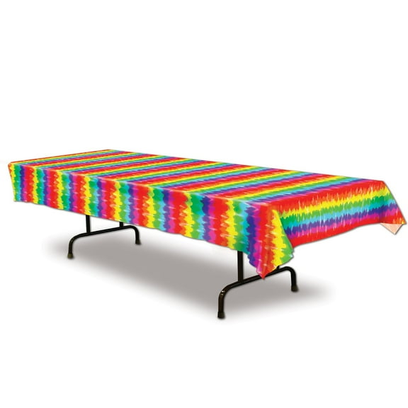 Party Central Club Pack of 12 Vibrantly Colored Tie-Dyed Rectangular Tablecovers 54" x 108''