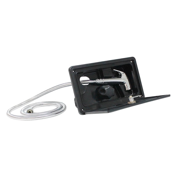 Kit de ducha para remolque de exterior, resistente, de acero inoxidable, con cabezal de ducha extraíble y control de temperatura. Accesorio de Negro