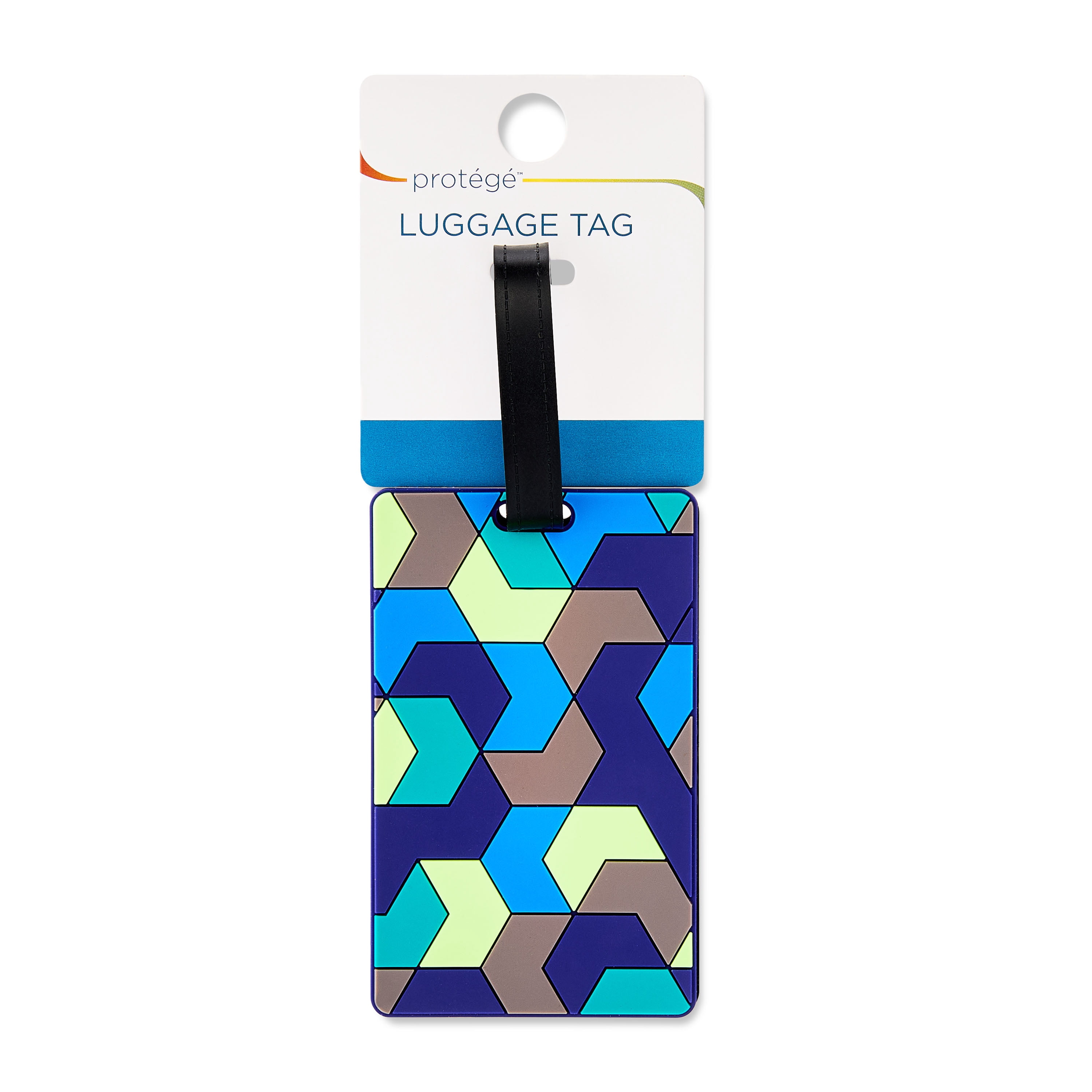 Protege Geometric Pattern Luggage Tag with Identification Card for Travel, Multicolor