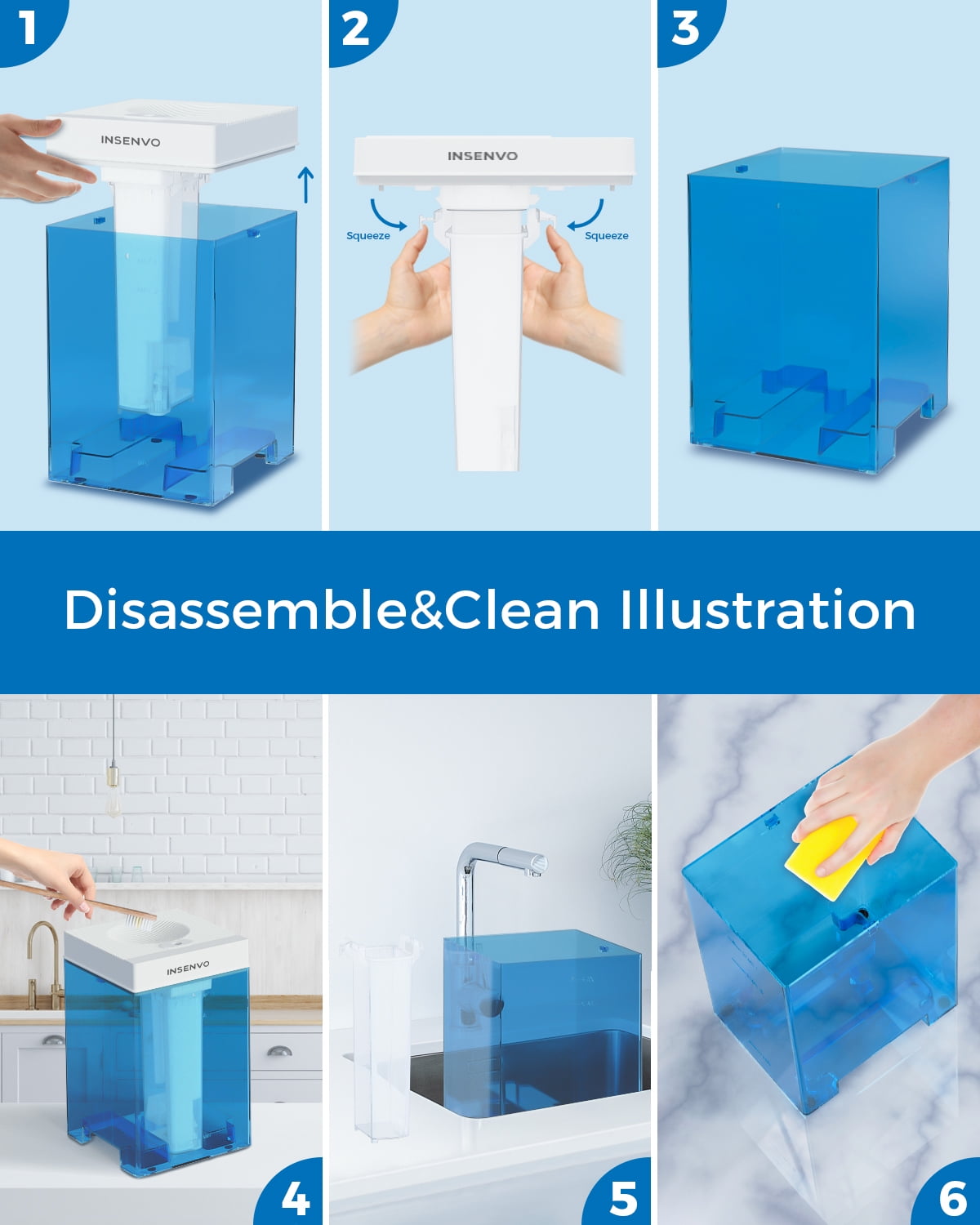7.5L Humidifier with Anti-leak Design & Top Fill, Ultrasonic Cool Mist Air Humidifiers, Disassemble & Clean Easily, Auto Shut-off, Blue