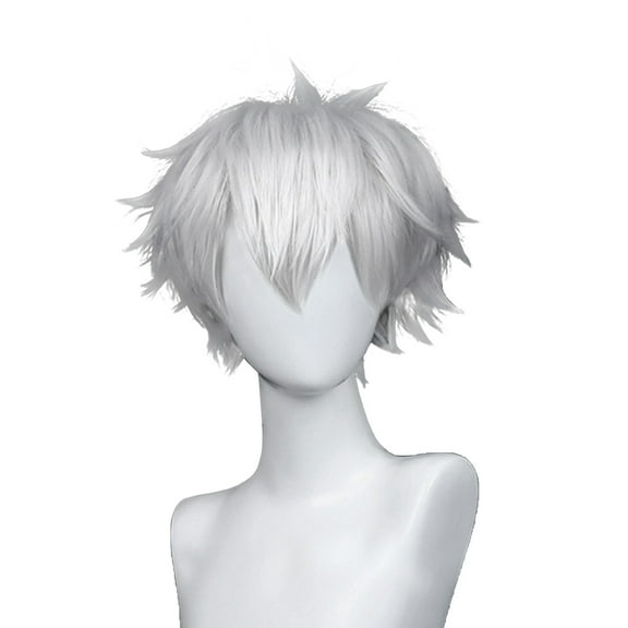 Unique Bargains 1pcs Christmas Wigs for Women 12" White Wigs with Wig Cap Straight Hair