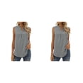 thumbnail image 2 of Qarigey Blusa sin mangas para mujer, camisa de encaje con cuello en V, chaleco refrescante transpirable para vacaciones en la playa, ropa de Gris XXL 2piezas, 2 of 6