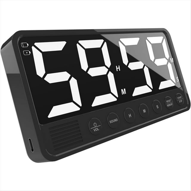 Temporizador de Cocina Digital Extragrande con Pantalla LED de 7,4", Soporte Magnético para Cocinar en Casa o en el Gimnasio, Color Negro.
