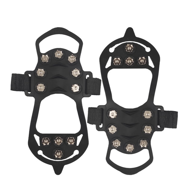 Crampones de nieve, cubierta antideslizante para zapatos, patines para exteriores, 11 dientes, crampones de nieve, montañismo, superficie de hielo, cubierta antideslizante de goma para zapatos