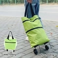 thumbnail image 2 of Pebbuoy Foldable Roller Shopping Bag with Rotary Wheels Large Capacity Great Load Bearing Straps Waterproof Fabric Smooth Zipper Retractable Trailer Grocery Bag, 2 of 7