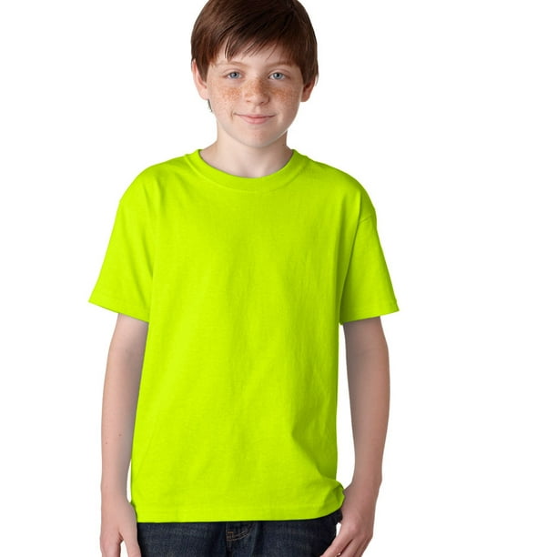 Gildan - Gildan 5000B Youth Heavy Cotton T-Shirt -Safety Green -Large ...