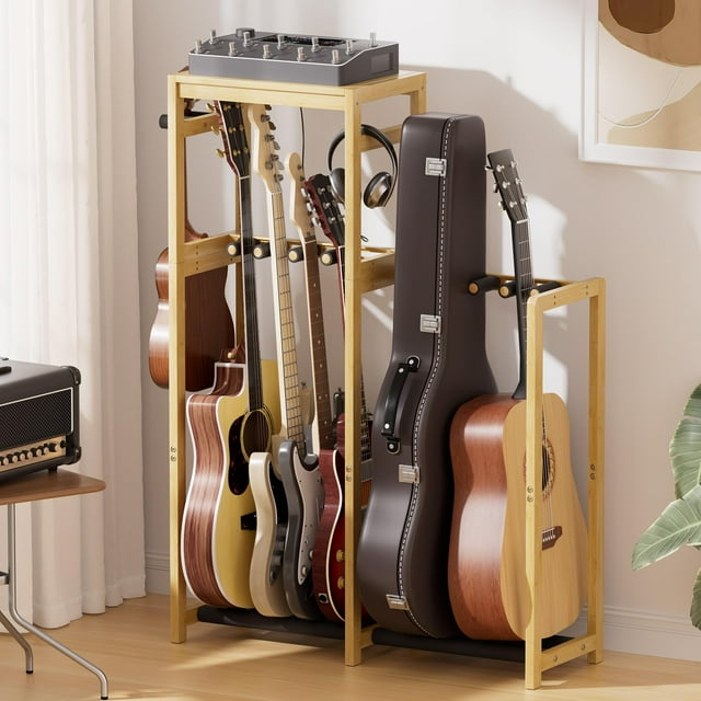 Soporte de guitarra Amazer para bajo acústico y guitarra eléctrica Bamboo
