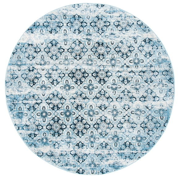 SAFAVIEH Lagoon Cohen Geometric Area Rug, Navy/Ivory, 6'7" x 6'7" Round