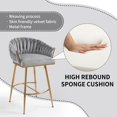 thumbnail image 5 of (Set of 2) 26'' Counter height bar stools kitchen island counter bar stool with hand- wave back, golden chromed base and footrest, Grey, 5 of 12