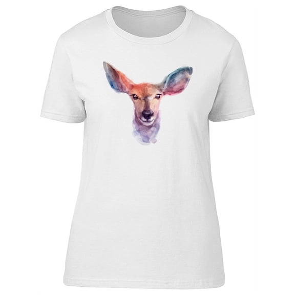 Beautiful Watercolor Deer Face Tee Women's -Image by Shutterstock