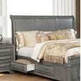 thumbnail image 3 of Modern Contemporary Queen Size Bed 1pc Bedframe Bedroom Furniture Grey Solid wood Storage Wood Inlay, 3 of 5
