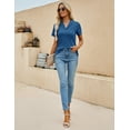 thumbnail image 7 of ZHENWEI Womens Collared Casual Short Sleeve V Neck Polo T Shirts Loose Tunic Tops Blouses with Pocket, 7 of 7