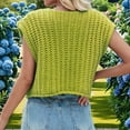 thumbnail image 4 of Women'S Sleeveless Cropped Knit Cardigan 2025 Casual Button Down Crochet Sweater Vest Tops with Pockets Avocado XL, 4 of 8