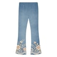 thumbnail image 3 of Fancifize Flare Leg Pants for Girls, Elasitc Waist Bell Bottom Pants, Lace Floral Print Retro Trousers 2-13 Years, 3 of 6