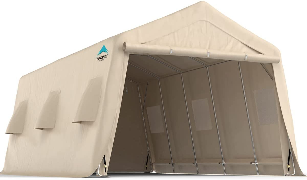 ADVANCE OUTDOOR 13x20 ft Garage Tent Carports with 2 Roll up Doors