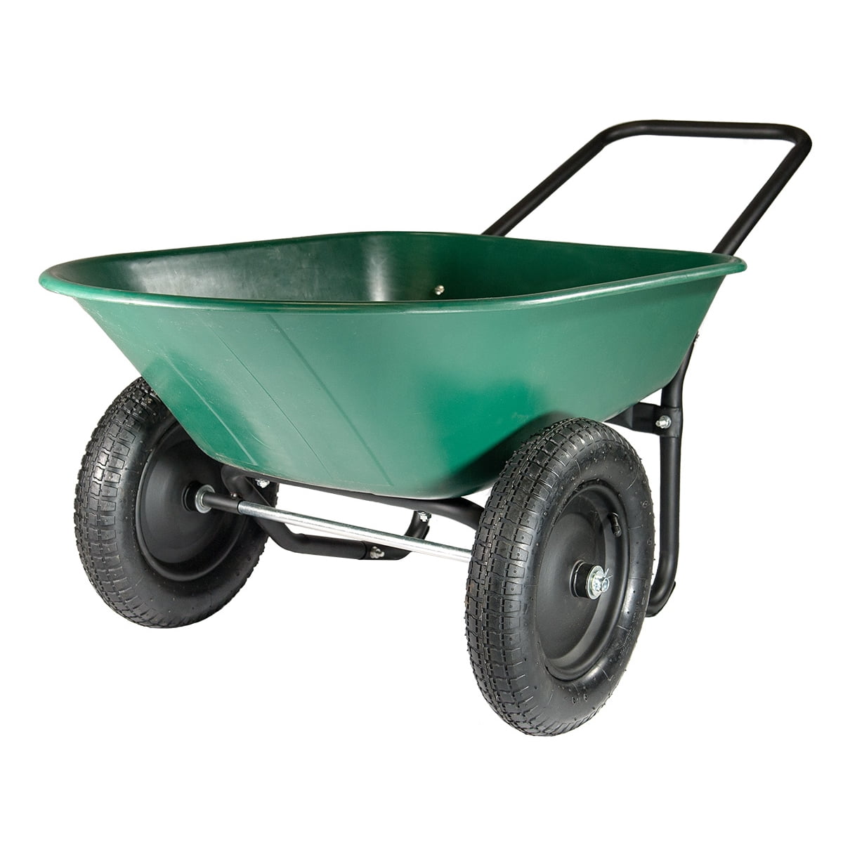 Garden Wheelbarrow Utility Wagon Cart Dual Wheel Poly Tray 300lbs Cap Heavy Duty 