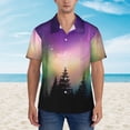 thumbnail image 2 of Gukieu Northern Lights Print Men's Short-sleeved Shirts, Button-down Lapel Hawaiian Shirts, T-shirts, Beach Vacation Summer Casual Wear,X-Large, 2 of 7