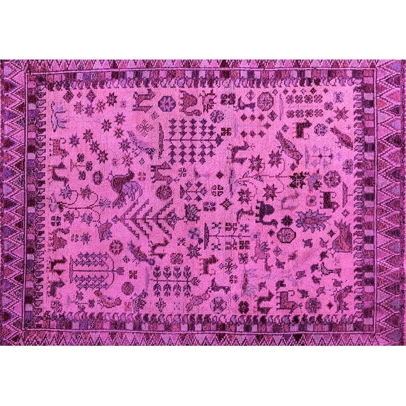 Ahgly Company Indoor Rectangle Abstract Pink Modern Area Rugs, 2' x 5'