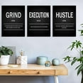 thumbnail image 3 of Wall Art Motivational Wall Décor Grind Hustle Execution Inspirational Poster Print Canvas Wall Art for Office Living Room, Bedroom Dormitory Wall Decoration Black and White Gallery Wrapped Canvas, 3 of 6