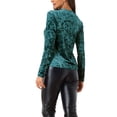 thumbnail image 3 of INSPIRE CHIC T-Shirts en Velours pour Femmes Col Rond Manches Longues Décontracté S Bleu Vert, 3 of 6