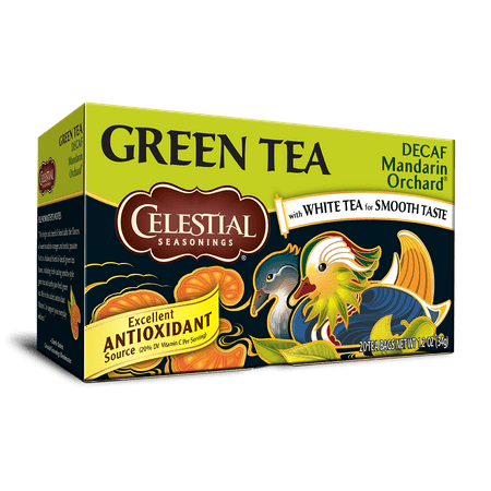 (2 Pack) Celestial Seasonings Green Tea, Decaf Mandarin Orchard, 20