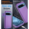 thumbnail image 2 of KOMI for Google Pixel 9/ Pixel 9 Pro Case, with HD Tempered Glass Screen Protector, Heavy Duty Shockproof Drop Protective Rugged Tough Durable Phone Cover with Belt Clip-Light Purple/Sky Blue, 2 of 5