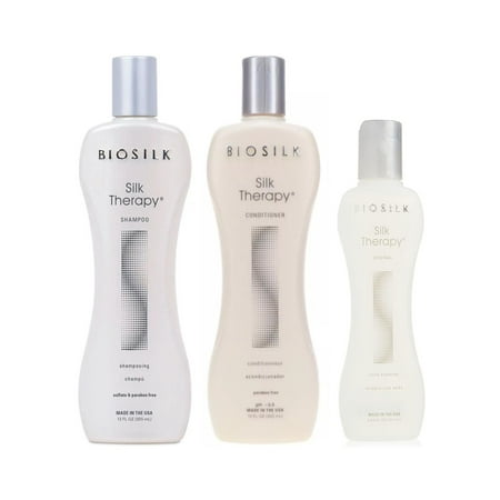 Biosilk Silk Therapy Shampoo and Conditioner ( 12 oz each ) with Original Silk Therapy 5.64 oz