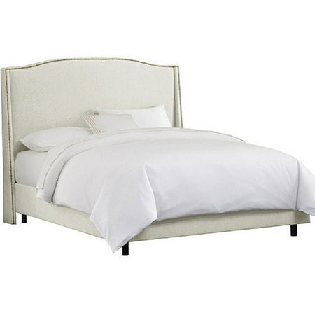 skyline furniture talc upholstered wingback bed with nailheads