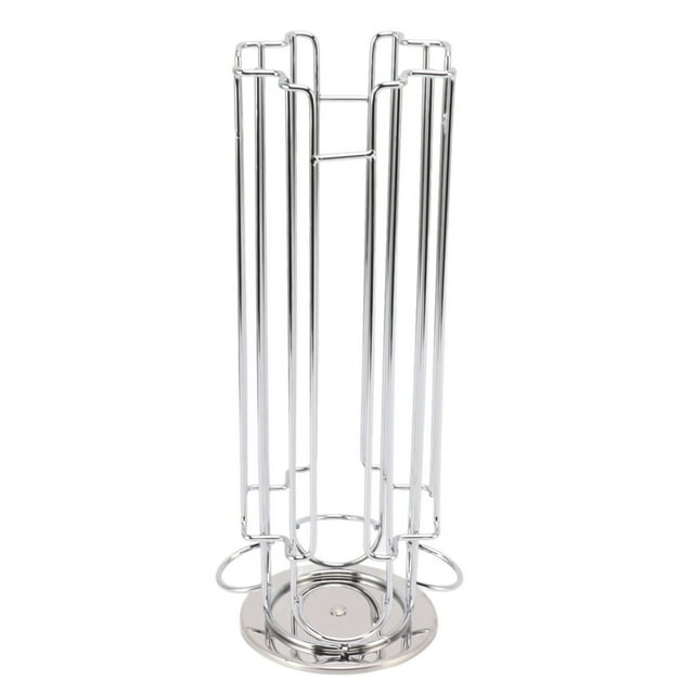 Coffee Pod Carousel Holder, Easy To Use Durable Iron Coffee Pod Storage Stand For 24 For Home Black,Silver
