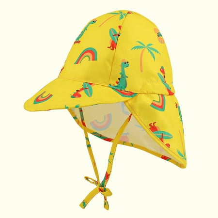 

Miluxas Baby Flap Sun Protection Fashion Print Outdoor Swim Hat Yellow 18Months-5Years