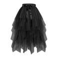 thumbnail image 4 of Women's Ruffled Tulle Midi Skirt High Waisted Satin Bow Irregular Hem Mesh Midi Skirts Stretchy Comfy Layered Party Outfits, 4 of 4