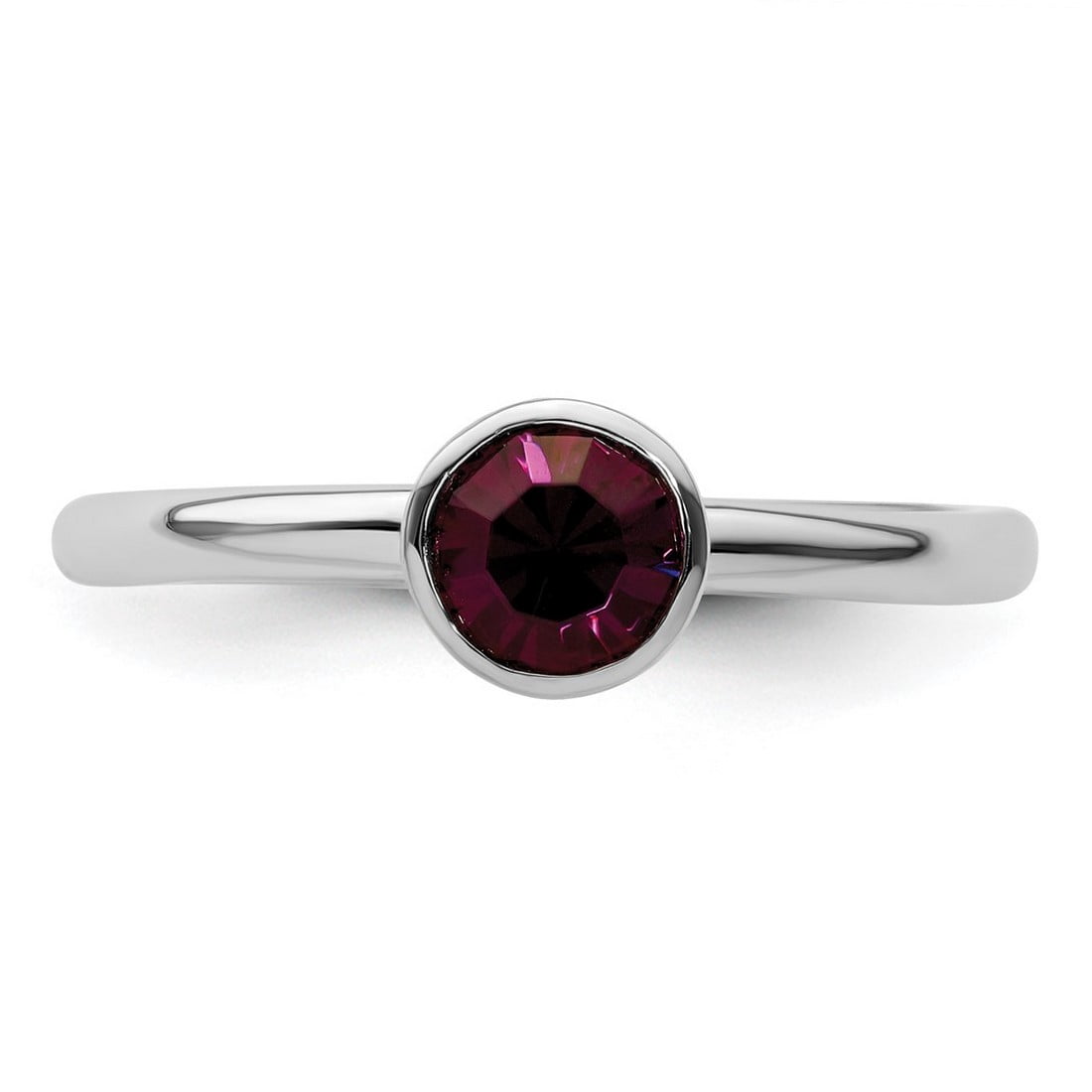 925 Sterling Silver Bezel Polished Stackable High 5mm February Crystal Ring Size 7 Stackable Ring for Women