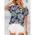 thumbnail image 4 of PRETTYGARDEN Boho Short Sleeve Floral Work Blouses for Women Dressy Casual V Neck Puff Sleeve Loose Chiffon Flowy Tops Shirts, 4 of 7