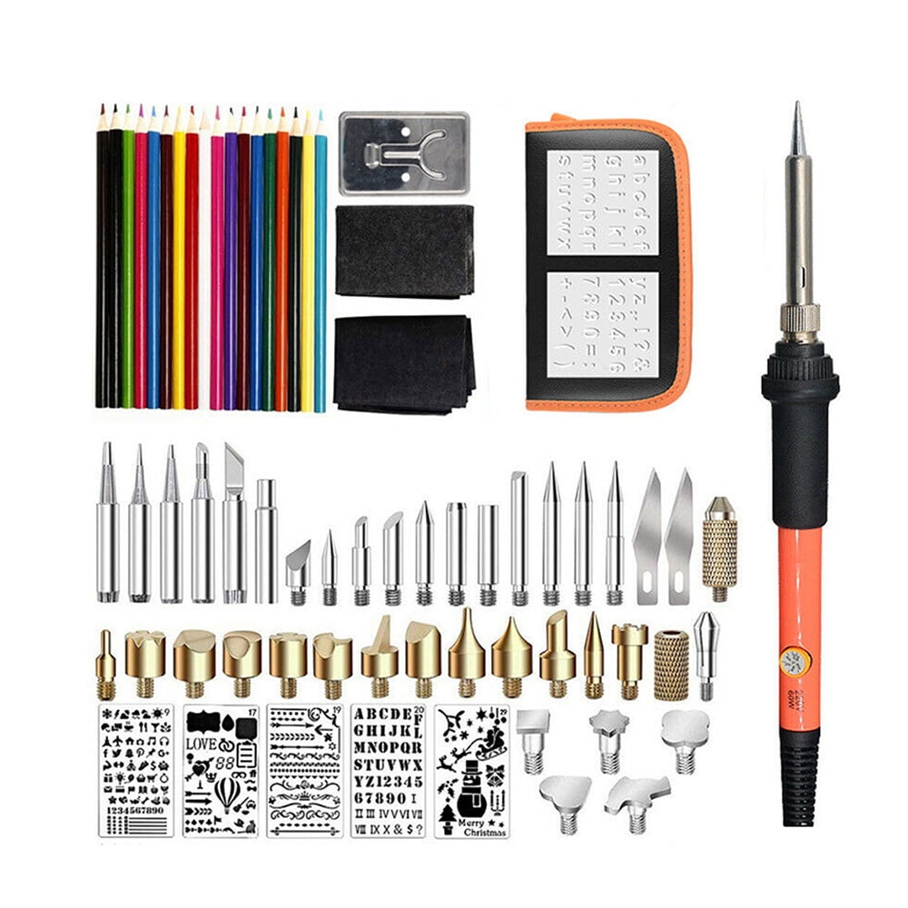 71Pcs 60W Wood Burning Pen Kit Set Soldering Iron Kit Pyrography Craft Tool Tip